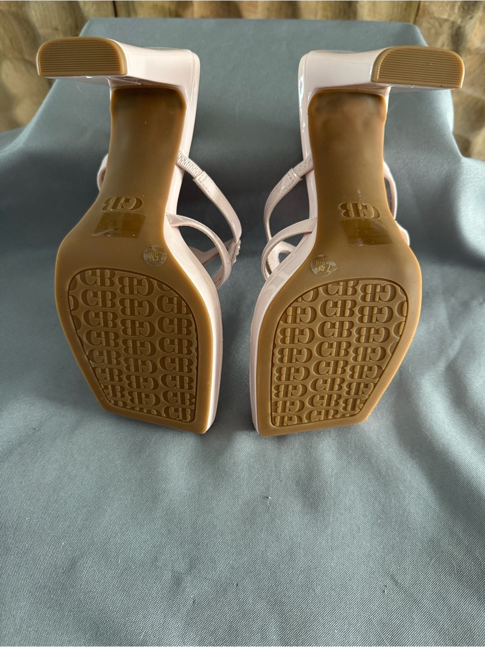 Gianni Bini Pale Pink Patent Strappy Block Heel Sandals
